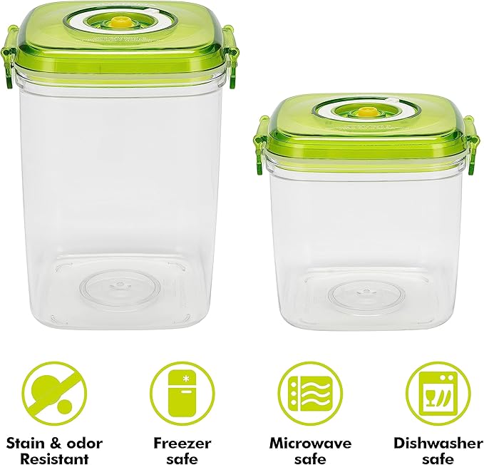 Vacuum Seal Food Storage Containers - Fresh Save, Keep Dry for for Grains, Pet Food & Bulk Buying - 2 Pcs +1 Pc, BPA Free, Leak Proof - Dishwasher, Freezer & Microwave Safe