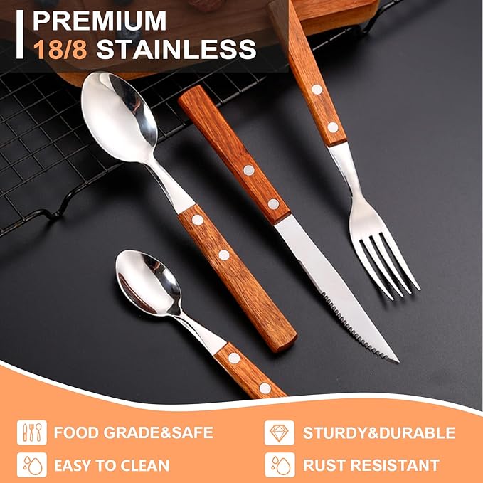 Portable Utensils Set with Case 18/8 Stainless Steel Silverware Set Reusable Utensils Set for Lunch Box Ideal for Travel Camping 4 Pcs Set