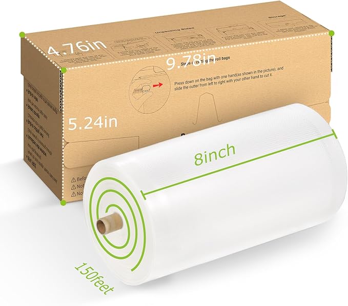 [2025 New] Bonsenkitchen 8” x 150’ Vacuum Sealer Bags Rolls with Cutter for Food Storage, Commercial Grade, BPA Free, Great for Meal Prep and Sous Vide Cooking