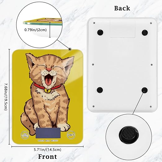 Food Scale Kitchen Digital Scale Food Ounces and Grams Dieting Baking Cooking Waterproof Glass Panels LCD Display,4 Units Scale Tare Function Cute Cat
