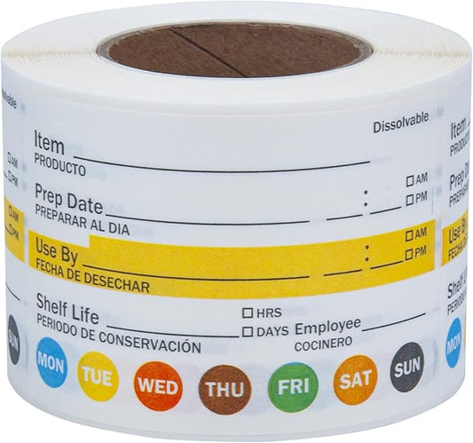 L LIKED Dissolvable Label Shelf Life for Food Rotation Use by Stickers 2 x 3 Inch Roll of 250 Labels