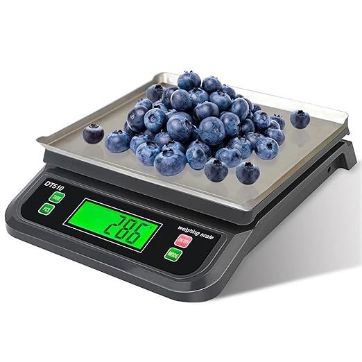 Large Food Scales for Kitchen 88lbs/40kg Digital Food Scale with Tare and PCS Funtion Stainless Stee Tray Baking Scale for Cooking with Adapter, 6 Unit (Grey, 40kg)