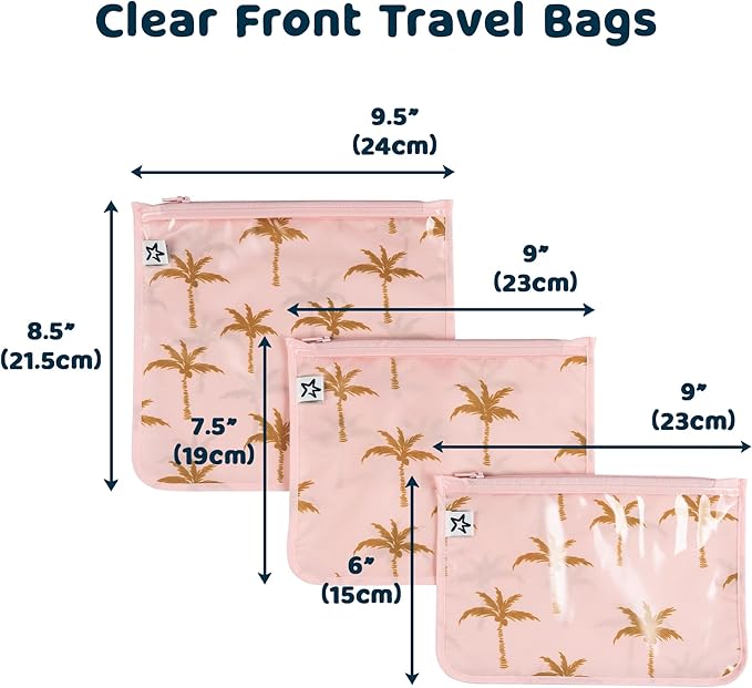 Tiny Twinkle Mess-Proof Travel Bags | TSA Airline Compliant, Zipper Closure, Clear Front Pouch, Diaper Bag Packing, Toiletry or Makeup Cosmetics Organizer