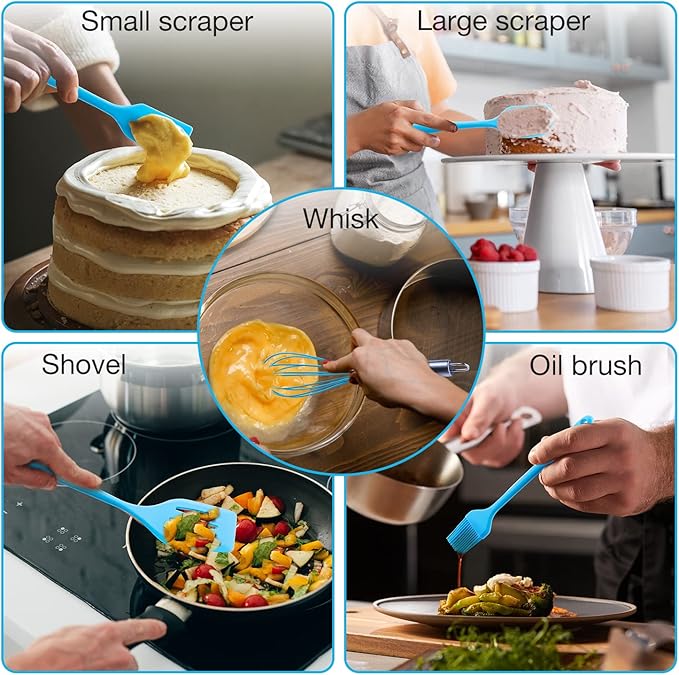 13 Pcs Mixing Bowls Set, RV Camping Accessories Set, Apartment Kitchen Gadget Easy Storage, Inculding Measuring Cups Colander Sifter Large Bowl Whisk Scraper, Great for Cooking and Baking, No BPA