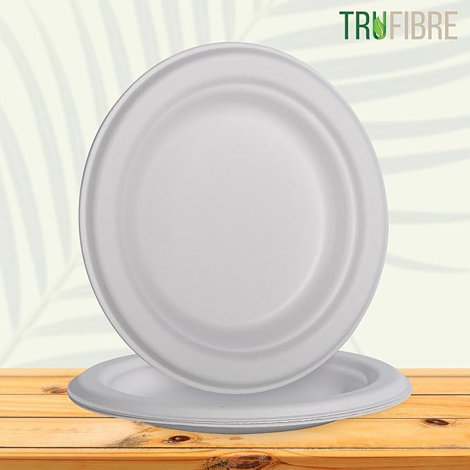 6" Paper Plates, Compostable Bagasse Food Container, Disposable, Microwave Safe for Lunch, Dinner, Party, Supplies, Events, Bulk, 125 Pack