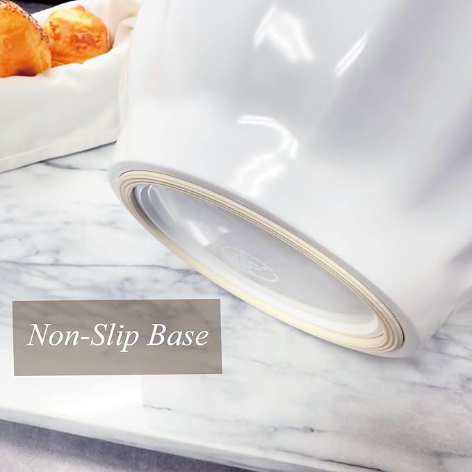 UPware Latte Style Melamine Batter Bowl with Pour Spout, Handle and Non-Slip Base, Grip Handle for Easy Mix and Pour, Home Essentials Cooking and Baking Tools, 4.3 quart, 11.5 x 8.75 Inch, White