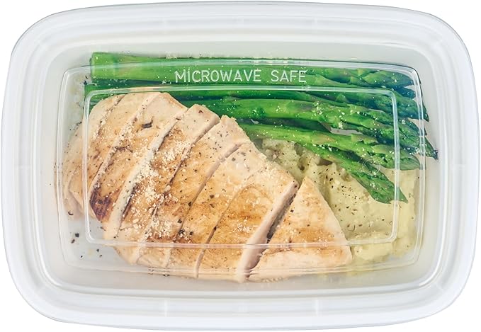 Restaurantware Asporto 38 Ounce Take Out Containers, 50 Food Containers With Lids - Microwavable, Disposable, White Plastic To Go Food Containers, No BPA, For Take Out And Delivery