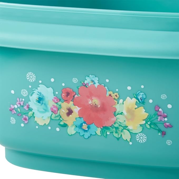 20 Piece Plastic Food Storage Container Variety Set, Breezy Blossom.20 Assorted Containers With Lids - (4) 1/2-Cup, (3) 3-Cup, (2) 4-Cup, (1) 5-Cup.Microwave Safe