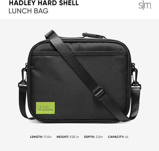 Simple Modern Hadley with Shoulder Strap | Lunch Box for Kids, Teens, and Adults | Insulated Bag for Girls, Boys, Women, Men | Meal Containers with Exterior and Interior Pockets | Midnight Black