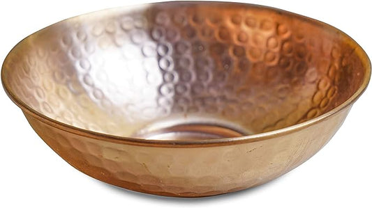 GoCraft Pure Copper Decorative Bowl | Hammered Finish Pure Copper Bowl for Nuts, Salad, Fruits & Kitchen Serving Purposes - 5" (Small)