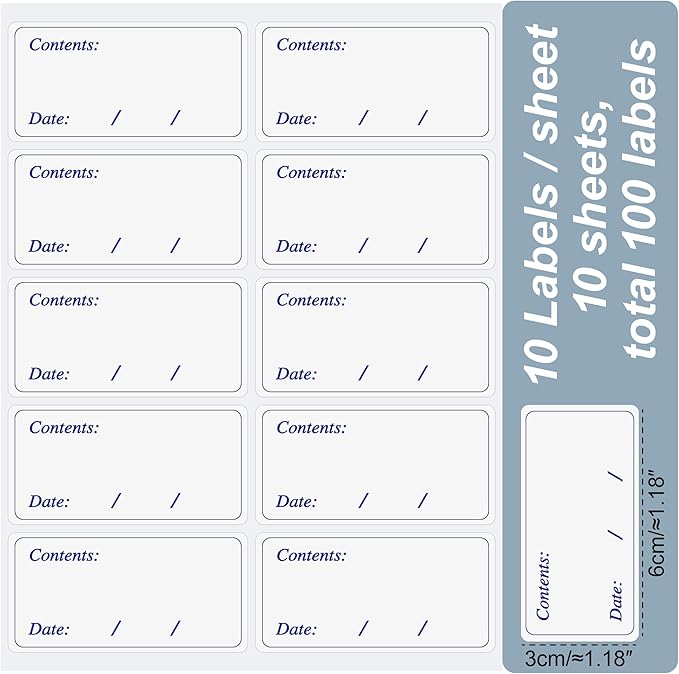 Hybsk Removable Freezer Labels Easy Peel Off - Frozen Food Storage Labels That Leave No Sticky Residue After Use (Type 5)