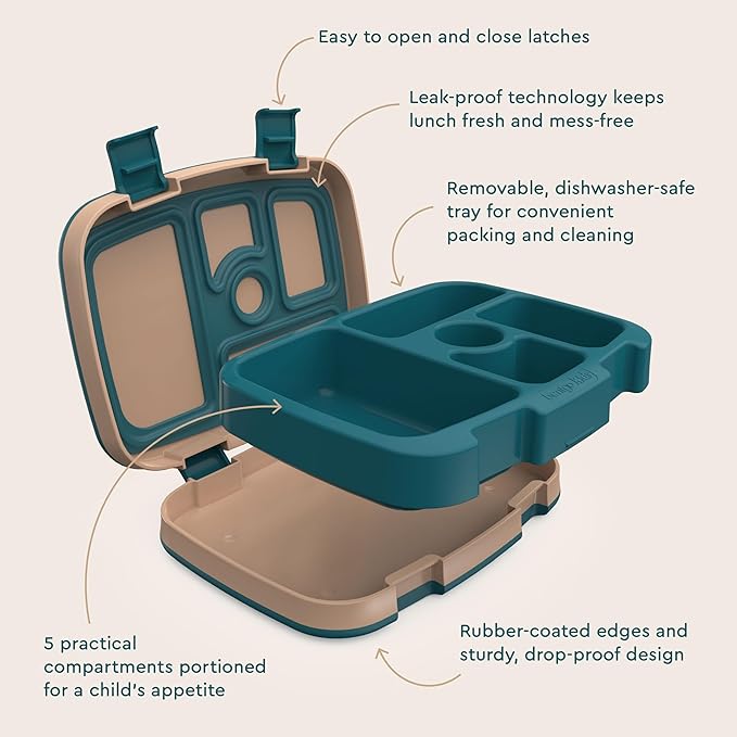 Bentgo Kids Prints Leak-Proof, 5-Compartment Bento-Style Kids Lunch Box - Ideal Portion Sizes for Ages 3-7, Durable, Drop-Proof, Dishwasher Safe, & Made with BPA-Free Materials (Trains)