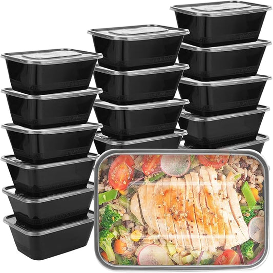 100 Pack 32oz Reusable Meal Prep Containers with Lids, 1 Compartment Plastic Food Prep Storage Containers, Microwave and Dishwasher Safe To Go Food Container for Take out Meal, Lunch