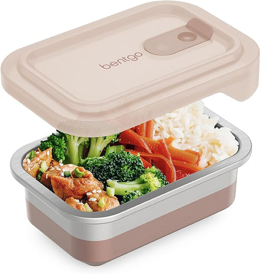 Bentgo MicroSteel Heat & Eat Container - Microwave-Safe, Sustainable & Reusable Stainless Steel Food Storage Container with Airtight Lid for Eco-Friendly Meal Prepping (Snack Size - 2 Cups)