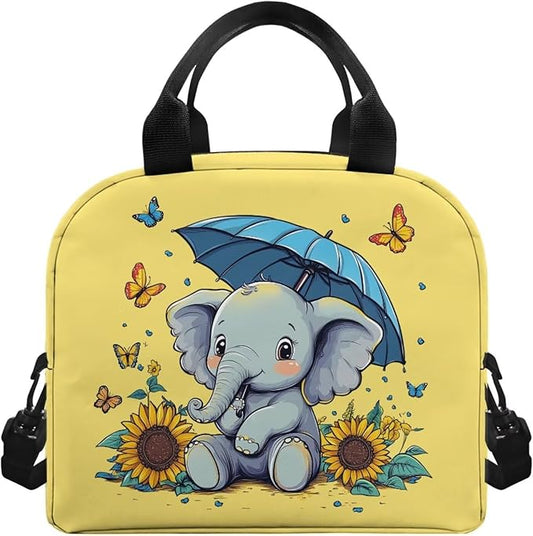 Showudesigns Sunflower Elephant Insulated Lunch Bag for Girls 10-12 Lunch Box Lightweight Lunch Containers for School Work Office Travel Picnic Lunch Tote Box Thermal Meal Containers