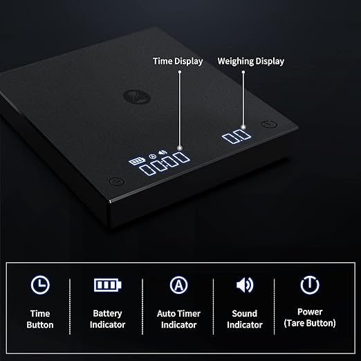 TIMEMORE Coffee Scale Basic 2.0 Electronic Espresso Scale with with Timer,2000 Grams and Water Flow Rate and Timer Function,Flow Rate Display 2024 Upgraded Version