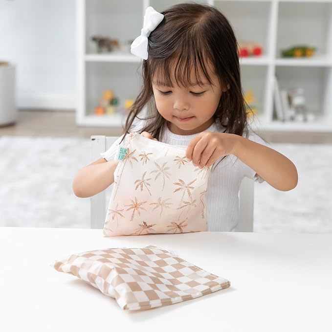 Bumkins Snack & Sandwich Bags, Beige Check & Palm Trees