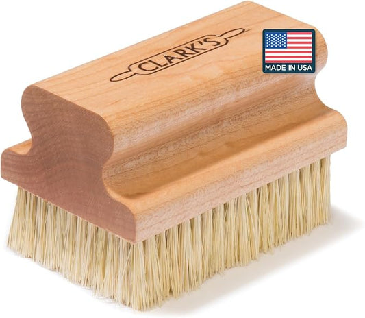 CLARK'S Cutting Board Scrub Brush - For Applying Food Grade Mineral Oil - Food Safe Wood Stain - Ideal for Wooden Butcher Blocks - Bamboo - Cast Iron - Countertops - USA Maple Construction - Food Safe