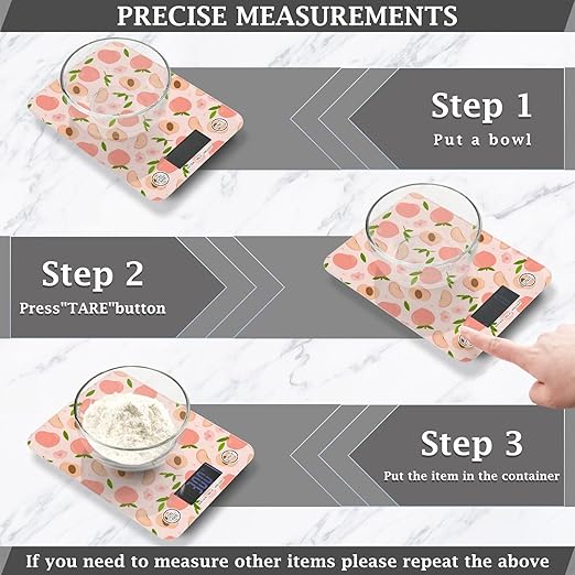 Food Scale Kitchen Scale for Baking Cooking Digital Food Weighing Measuring Scale Small Waterproof Electric Food Scale Peach Pink