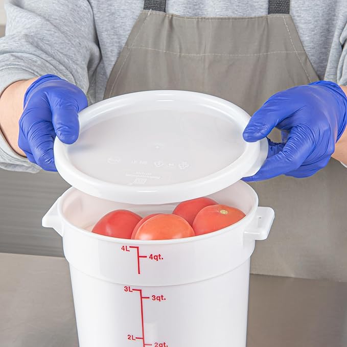 Restaurantware-LIDS ONLY: Met Lux Food Container Lids, 10 Round Lids For Storage Containers - Containers Sold Separately, With Pull-Corner Tab, White Plastic Lids, Dishwashable, Freezable