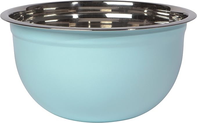 Now Designs Matte Coated Steel Mixing Bowls, Robins Egg Blue, 5 qt, 3 qt, 1.5qt, Set of 3