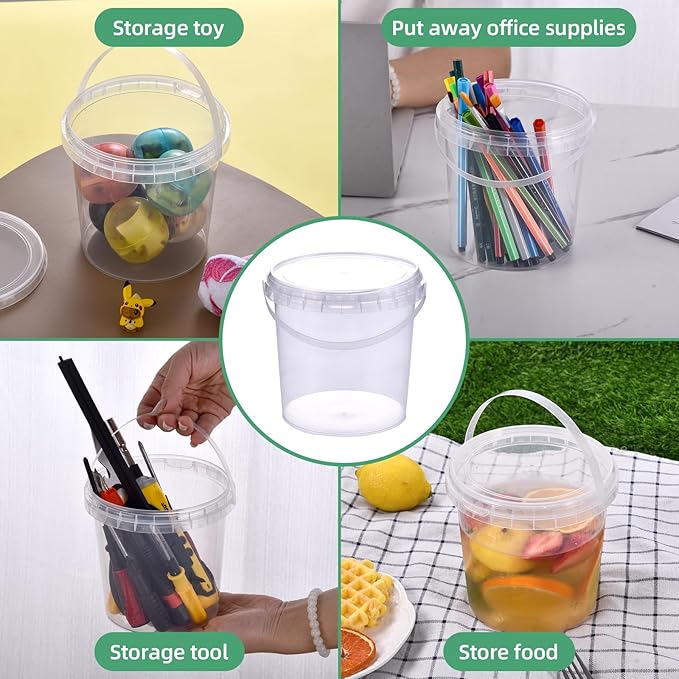 42 oz Ice Cream Tub with Lid, Tamper Proof, BPA Free, Freezer and Microwave Safe Food Storage Container, Reusable Airtight Container, Leak Proof Tub for Snacks Deli Fruits, Drinks.(10 pack)