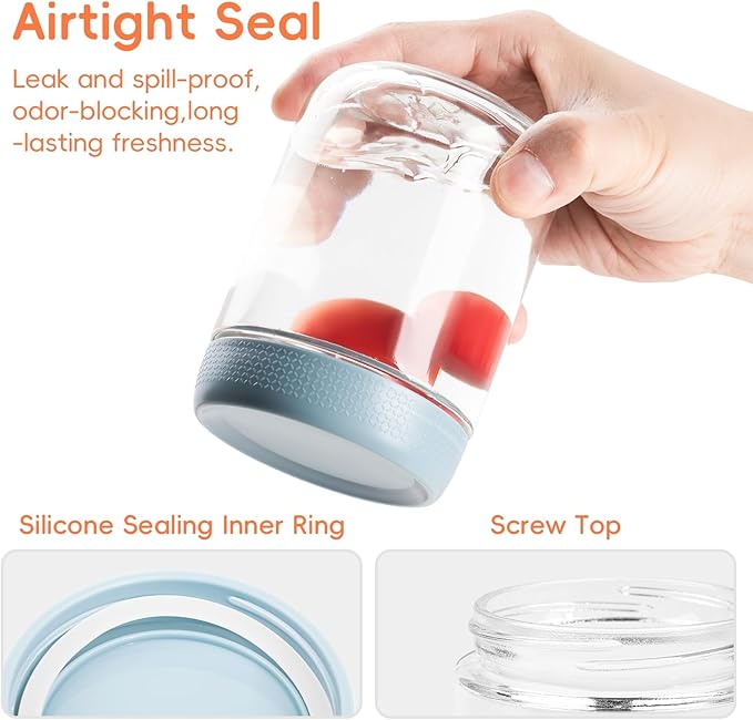 4-Pack Overnight Oats Containers with Lids and Protective Silicone Sleeve, 16 oz Glass Chia Pudding Jars with Airtight Lid, Mason Salad Meal Prep Jars for Yogurt Oatmeal