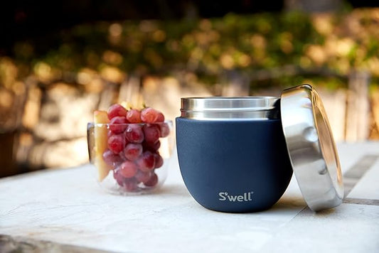 S'well Stainless Steel Food Bowls - 21.5oz - Azurite Eats - Triple-Layered Vacuum-Insulated Containers Keeps Food Cold for 11 Hours and Hot for 7 - Condensation-Free, Leak-Free and Dishwasher-Safe
