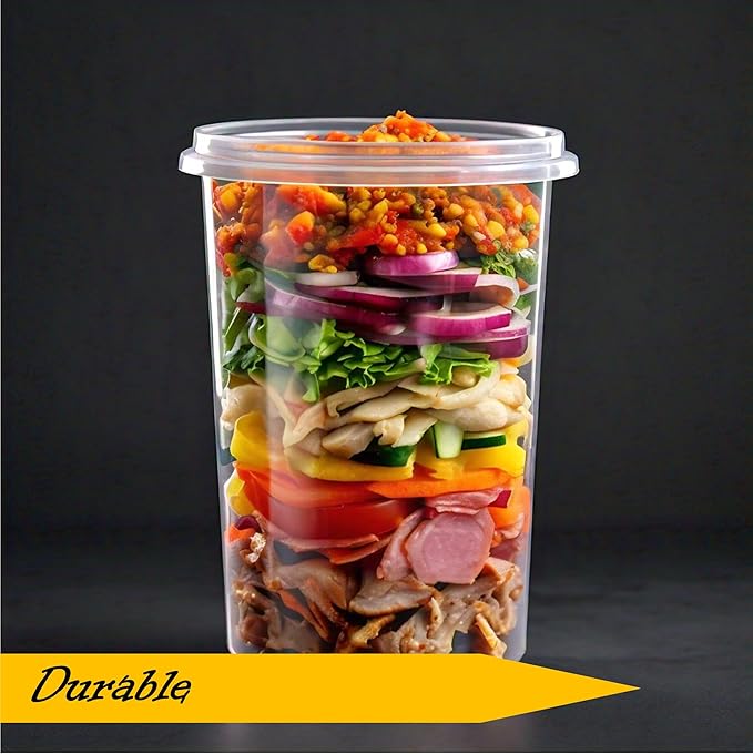 Mr Miracle Deli Containers with Lids - 12 Pack of 32 oz Clear Airtight Reusable Plastic Food and Multi-Purpose Containers - Microwave, Freezer, and Dishwasher Safe