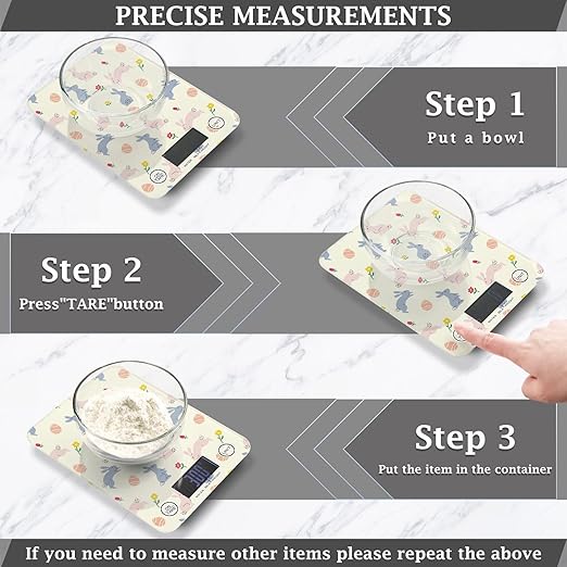 Food Scale Kitchen Scale for Baking Cooking Digital Food Weighing Measuring Scale Small Waterproof Electric Food Scale Easter Bunny Eggs