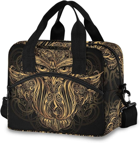 Mascot Owl Insulated Lunch Bag Reusable Lunch Tote Bag Cooler Bag for Women Men Adult Lunch Box with Adjustable Shoulder Strap Leakproof Lunch Bag for Work Picnic Camping