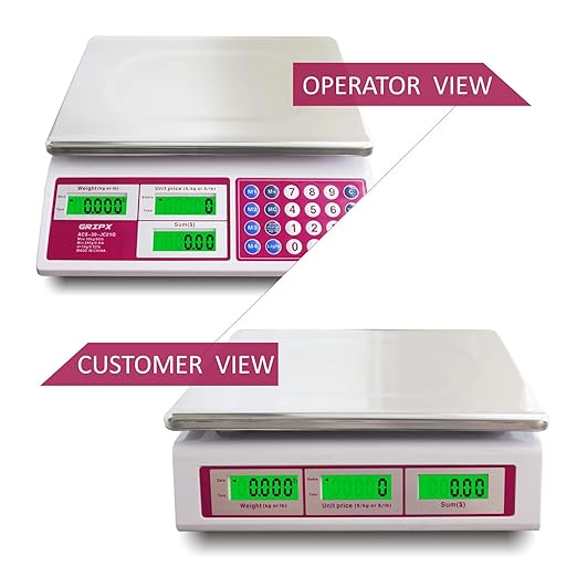 Digital Commercial Price Scale 66 lbs for Food Meat Fruit Produce with Green Backlight LCD Display Stainless Steel Platform Battery Included Not for Trade