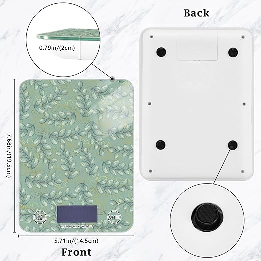 Food Scale Kitchen Scale Food Scales Digital Weight Grams and Ounces Small Electronic Food Scale for Baking Cooking Green Leaves
