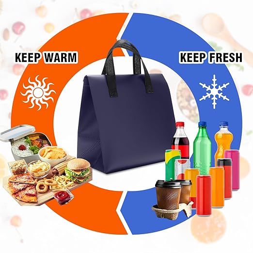 Kacctyen 100 Pcs Insulated Take Out Bags Bulk 9.5 x 6 x 9.5 in Thermal Insulation Food Bag for Coffee, Milk Tea, Hot Cold Food, Delivery Cooler Bag for Catering Restaurant Grocery Picnic (Rich Colors)