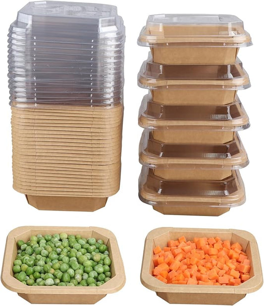 14OZ Disposable Kraft paper bowls with lids,Food containers Soup Bowls Party Supplies Treat Bowls 50 PACK