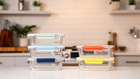 5-Pack 36oz Glass Food Storage Containers with Lids - Borosilicate Glass Meal Prep Container - Airtight, Leak-Proof Reusable Food Prep Containers, Microwave, Freezer, Oven Safe & BPA Free