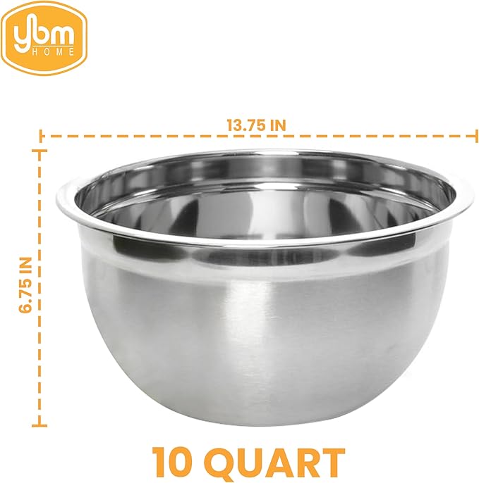 Deep Professional Quality Stainless Steel Mixing Bowl For Serving, Mixing Cooking and or Baking-10 Quart, 1173