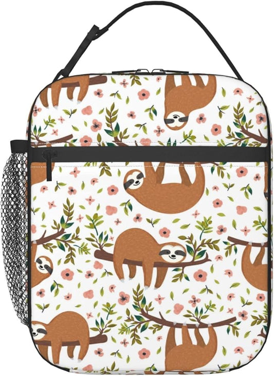 YETTA YANG Sloth Cute Portable Lunch Bag Insulated Lunch Box Reusable Totes For Women Men Work Picnic Camping