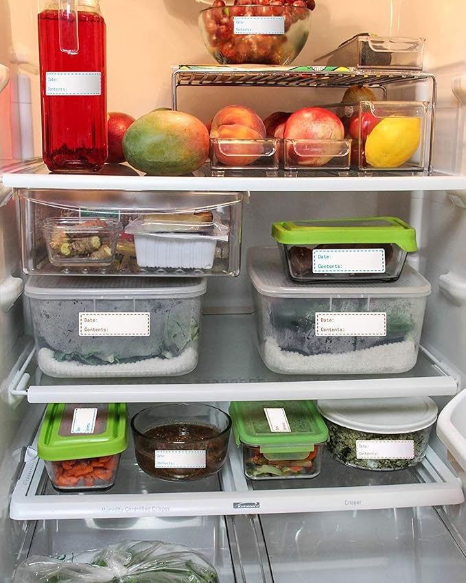250PCS Freezer Labels, 1x3 Inch Food Storage Stickers for Containers Refrigerator Freezer Paper Label Self-Adhesive Kitchen Date Labels Easy to Write on and Clean (Blue red)
