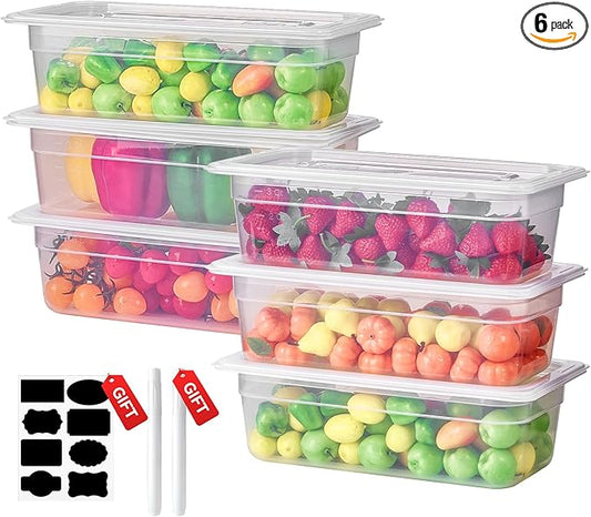1/3 Size&2.5 Inch Translucent NSF Food Pan: 9 PCS[Total Seal] [Hot&Cold Resistant] Food Storage Containers with Lids, Topping Salad Bar Container (BPA-FREE)