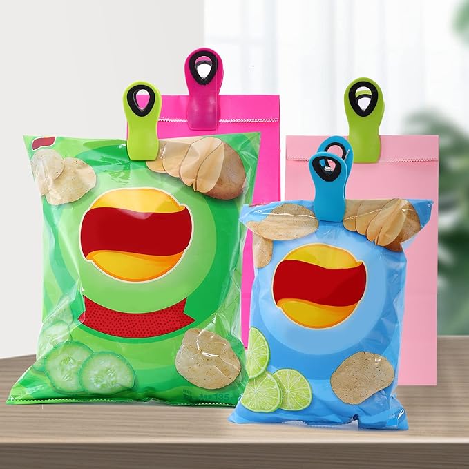 18 Pack Bag Clips with Magnet,Chip Clips Bag Clips Food Clips,Bag Clips for Food Storage,Magnet Clips,Magnetic Bag Clips for Bread Bags,Snack Bags,Food Bags,Clips for Fridge,9 Assorted Bright Colors