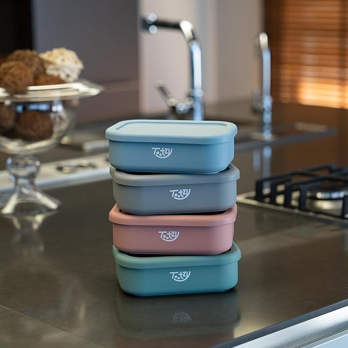 Premium 3-Compartment Silicone Bento Box 25 oz – Reusable, Leakproof, BPA-Free – Microwave & Dishwasher Safe – Food Container for Kids, Adults & Pets – Great for School, Office, Travel & Walks (Gray)
