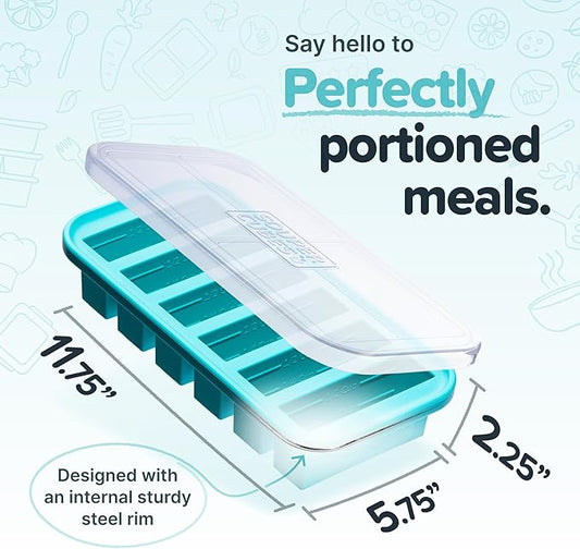 Souper Cubes 1/2 Cup Silicone Freezer Mold, Perfect for Storing Soups, Sauces, Juices, Desserts, Smoothie Prep and More, Freezer Portion Mold for Meal Prepping - Aqua - 1-Pack