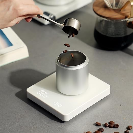 Portable Coffee Scale,Electronic Digital Espresso Scale with Timer,2kg/0.1g High Precision,USB Type-C Charging,Rechargeable 1800mAh Battery White