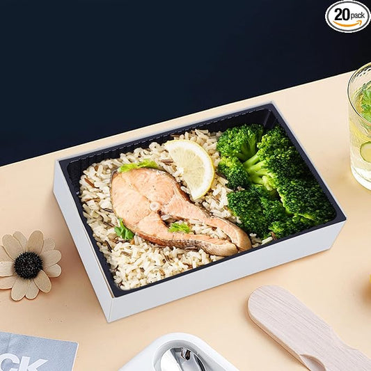 To Go food containers disposable food containers with lids,20 Pcs 9×7×2.56 inch take out containers with lids Transparent cover plastic rectangle to go boxes disposable meal prep containers