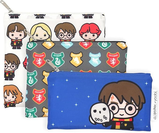 Yoobi x Harry Potter Bento Box, Snack Bags & Gel Pens Bundle – Reusable Snack Bags (3-Pack), Bento Box with Ice Pack - BPA Free, Gel Pens (10-Count) with Charms – Cute Designs for Kids & Adults