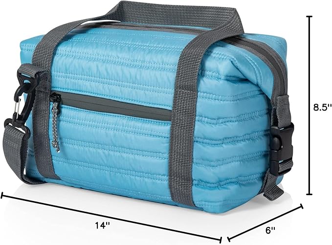 PICNIC TIME Midday Quilted Washable Insulated Lunch Bag, Soft-sided Lunch Box, Lunch Cooler Bag, (Sky Blue)