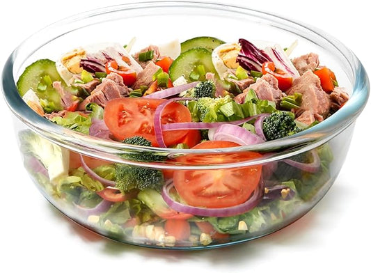 NUTRIUPS 6 Quart Large Glass Mixing Bowl, Clear Large Salad Bowls Glass Big Mixing Bowls for Kitchen
