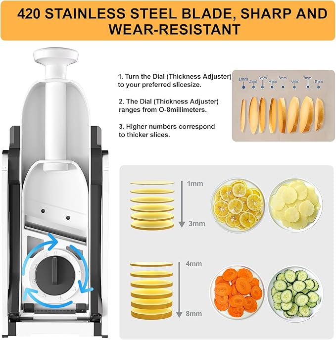 Safe Mandoline Slicer for Kitchen, Potato Chip Slicer,Vegetable Cucumber Slicer With Thickness Adjustable Kitchen Faster Slicer Artifact (Only Slicer) Gray