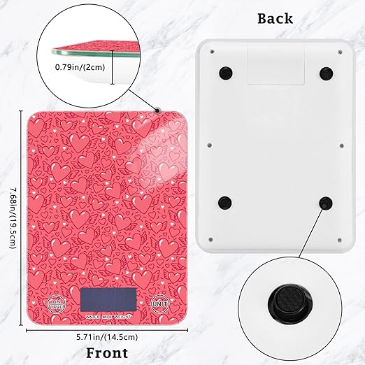 Food Scale Kitchen Scale Food Scales Digital Weight Grams and Ounces Small Electronic Food Scale for Baking Cooking Red Hearts